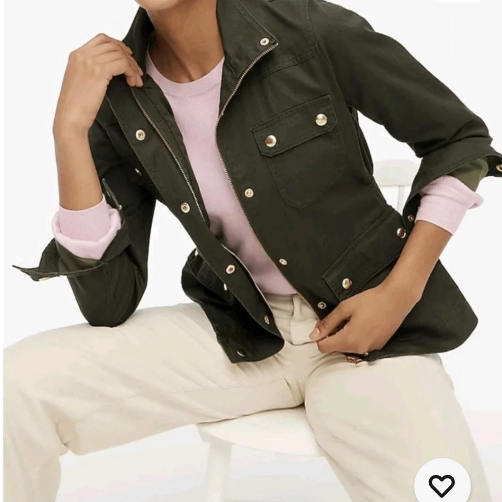 J. Crew Jacket Women's GreenDark Moss Downtown Field ZipSnaps Wax Shell Sz SMALL - Picture 5 of 10